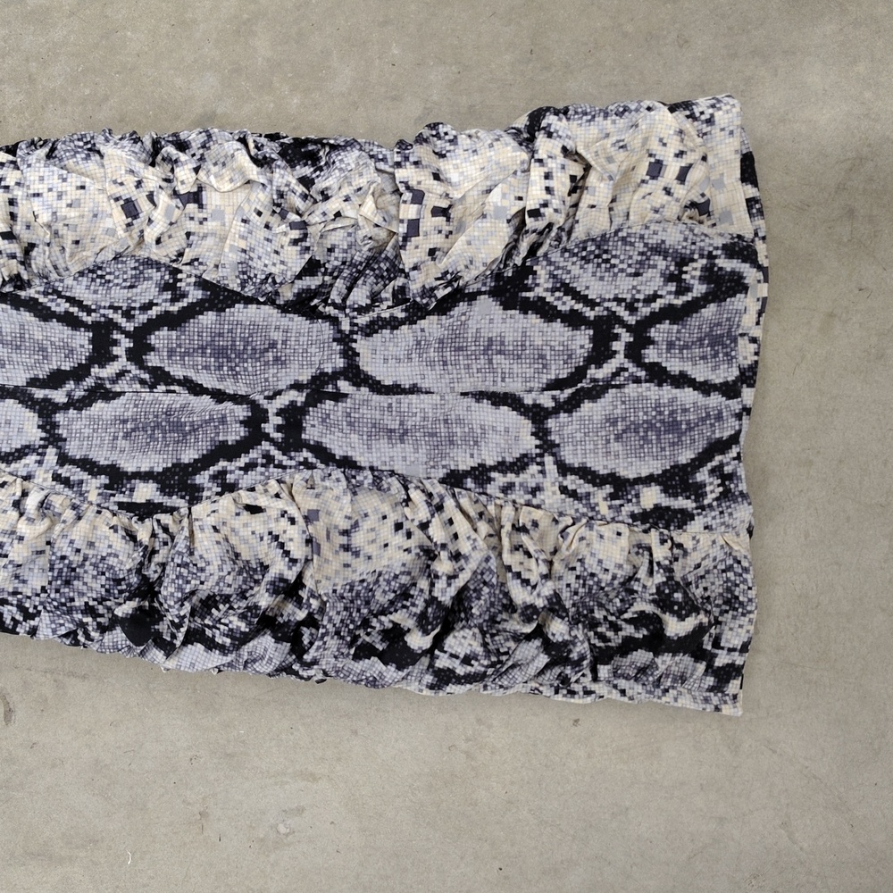 Bebe Python Snake Silk One Shoulder Strap Ruched … - image 8